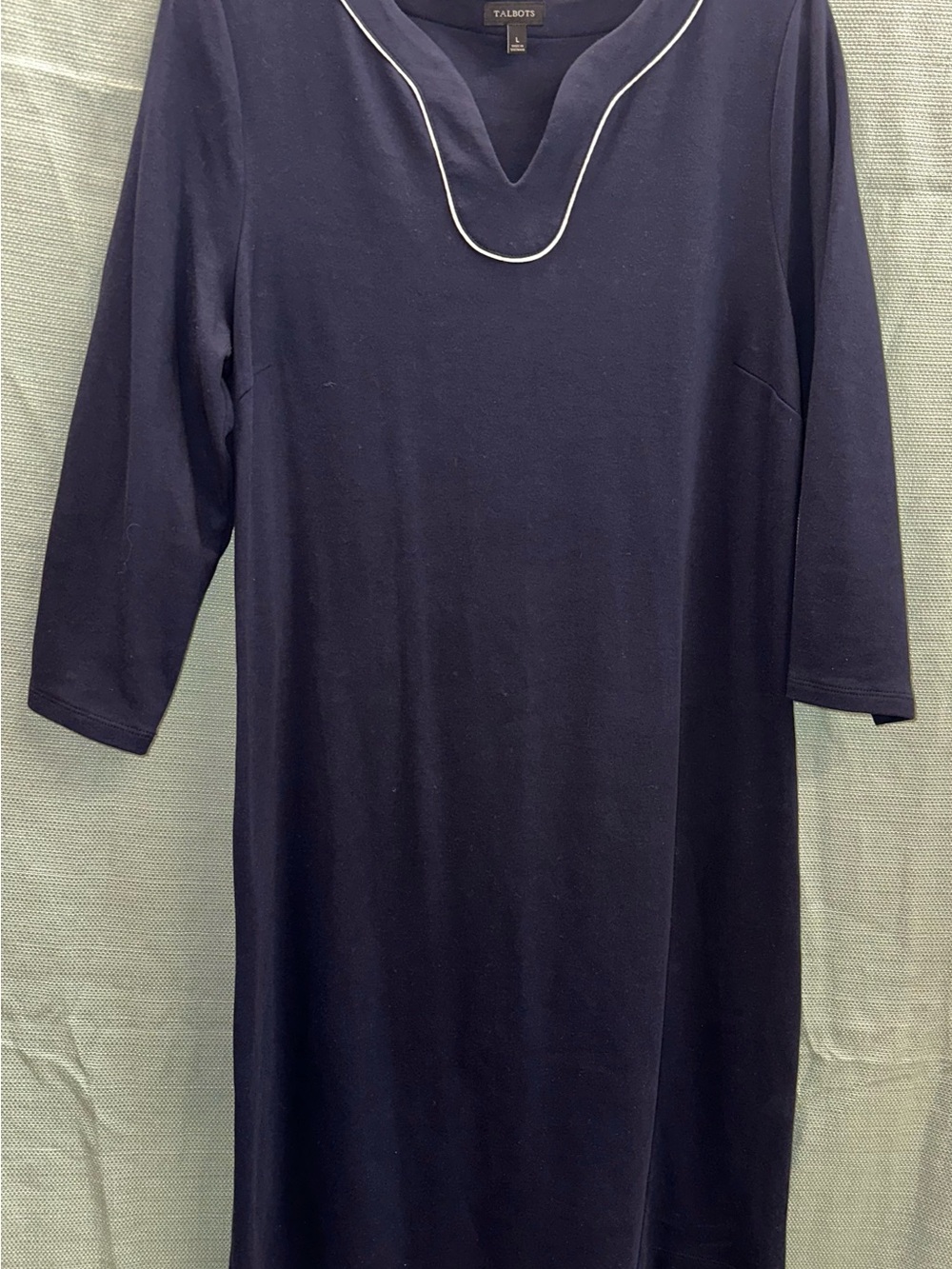 Talbots Navy Midi Dress with White Piping